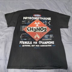 NHRA Nitromethane CH3NO2 Black Y2K Short Sleeve Vintage T-Shirt Adult Size M