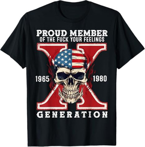 Proud Member of The F Your Feelings Gen X Horror Skull T-Shirt gallery