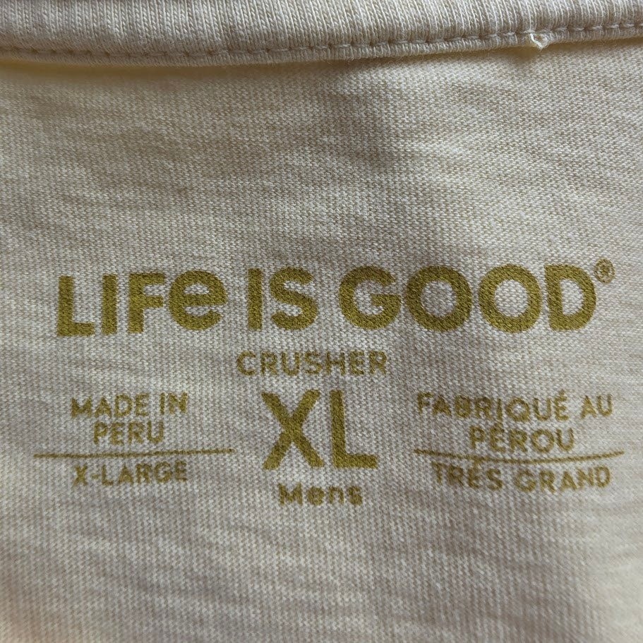 Life is Good T-Shirt Mens XL Pale Yellow Sea Turtle Beach Sunset Graphic Tee gallery