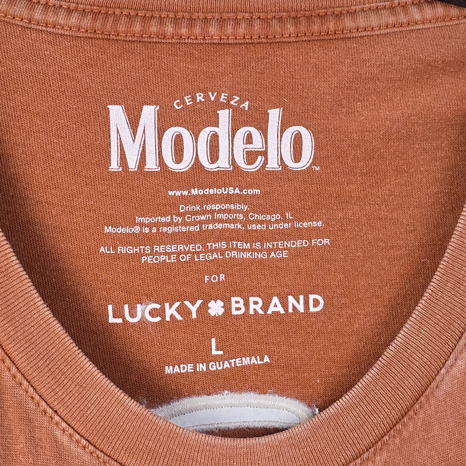 Lucky Brand Modelo Beer T Shirt Men Large Orange Mexican Cerveza Lager Retro NWT gallery