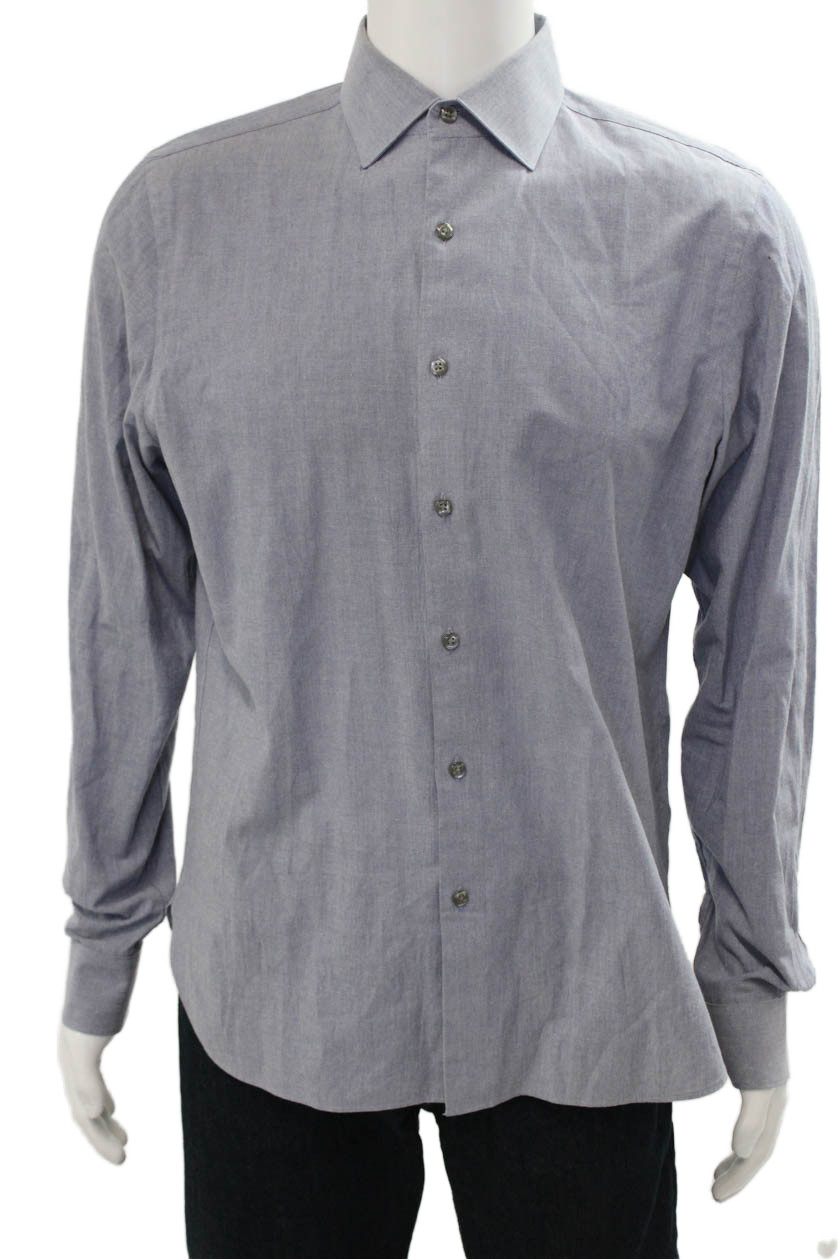 The Men's Store at Bloomingdale's Mens Gray Point Dress Shirt Size M gallery