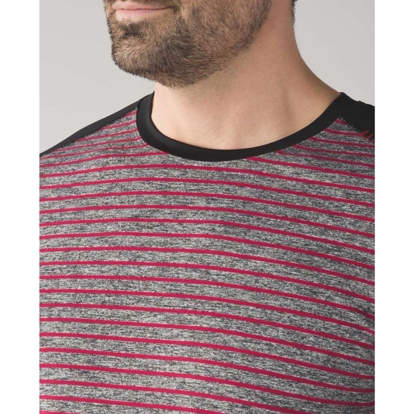Lululemon Surge Warm Crew Raven Stripe Cranberry Heathered Black XXL gallery