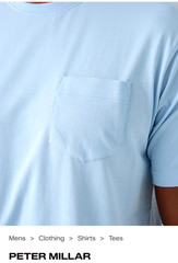 NEW PETER MILLAR, MEN’S MEDIUM, CROWN COMFORT BLUE POCKET👕T-SHIRT, MSRP $65.00!