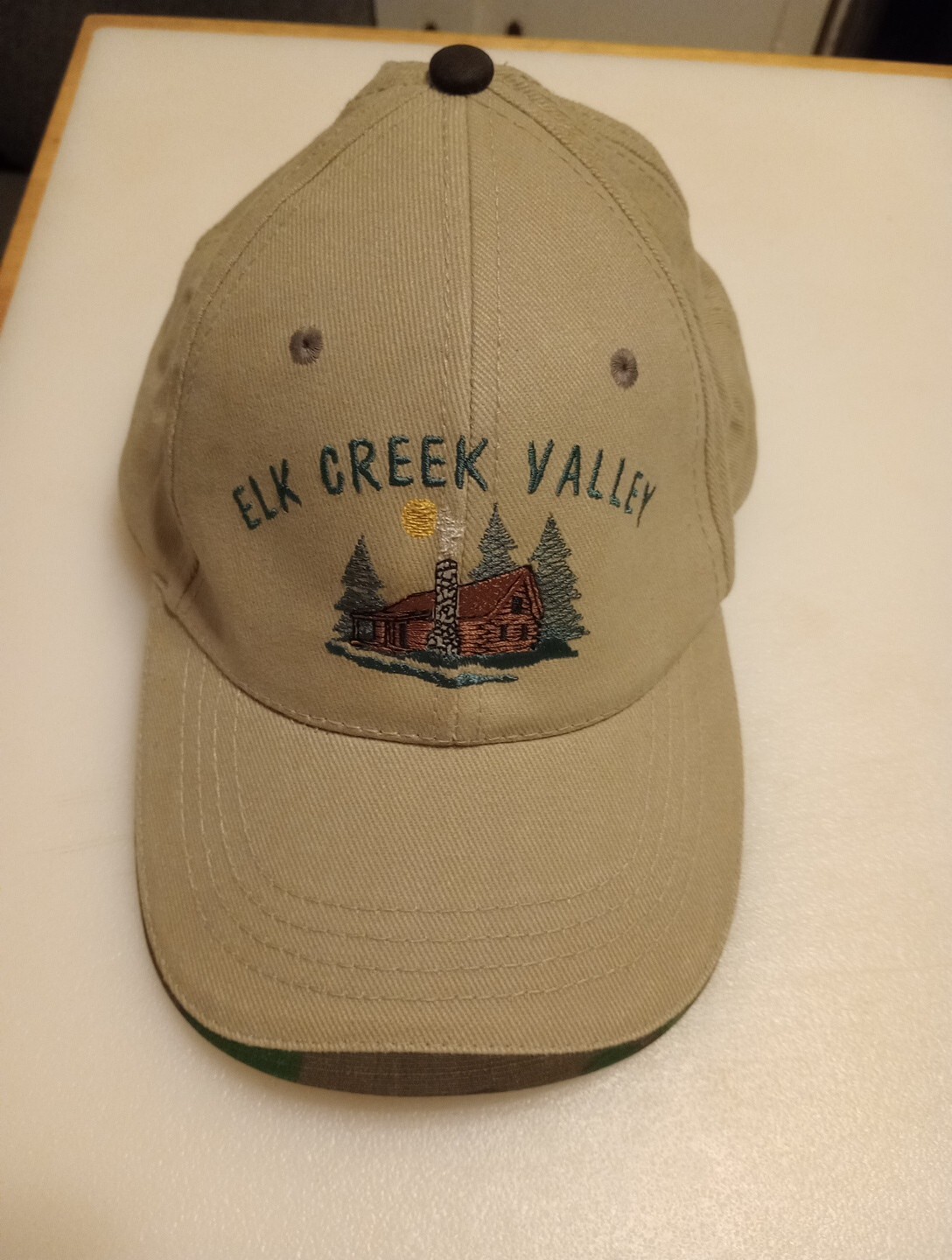 Elk Creek Virginia Souvenir Hat, Log Cabin, American Flag, Adjustable Hat gallery