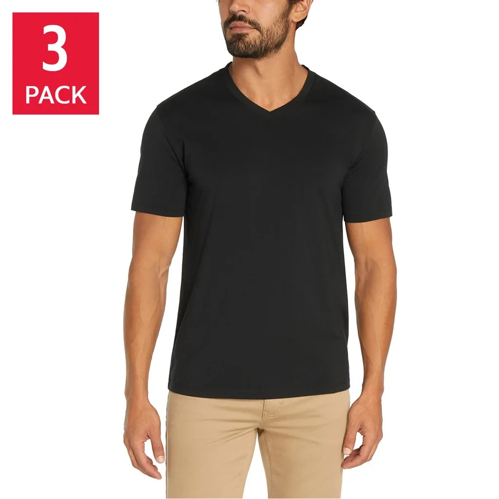 Banana Republic V-Neck T-Shirt 3-Pack Cotton Stretch White Black Sizes M-XL gallery