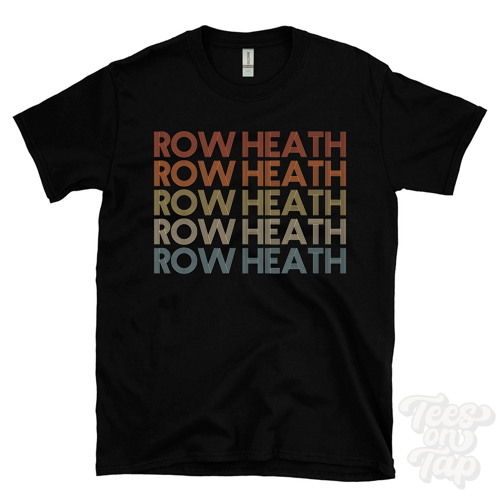 ROW HEATH REPEATED RETRO STYLE T-SHIRT mens & womens uk place name gift