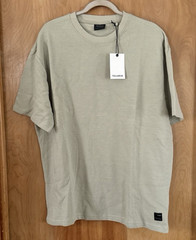 Pull & Bear Men’s Rib Textured T-Shirt Tee Light Green Relaxed Fit Size M NWT