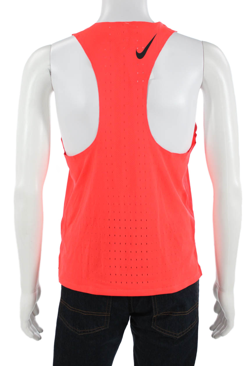 Nike Womens Orange Solid Tank 100% Recycled Polyester Sleeveless Size M gallery