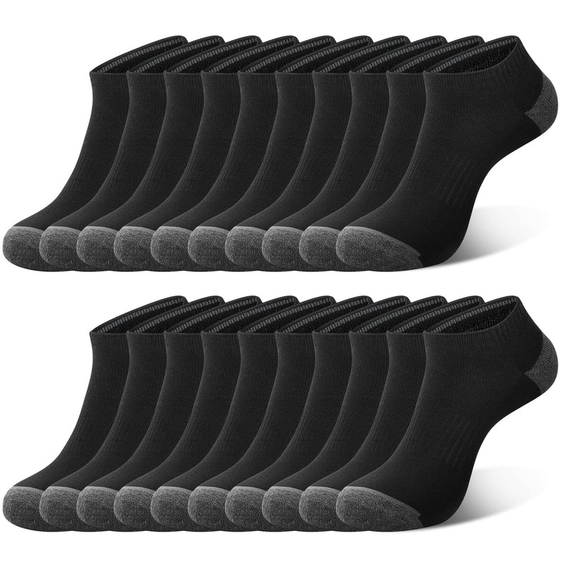 Men’s Black Ankle Socks 10 Pack Low Cut Athletic Size 613