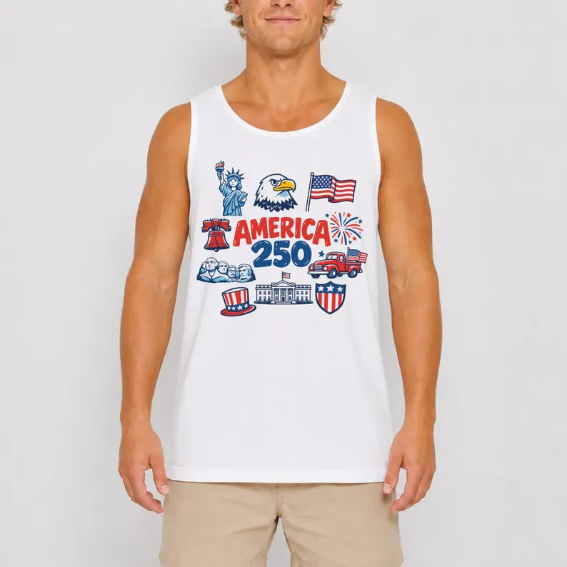 4th of July America Doodle Patriotic USA Tank Top gallery