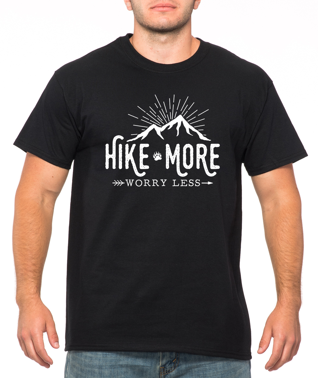 HIKE MORE WORRY LESS hiking camping outdoors dad Father’s Day gift T-Shirt