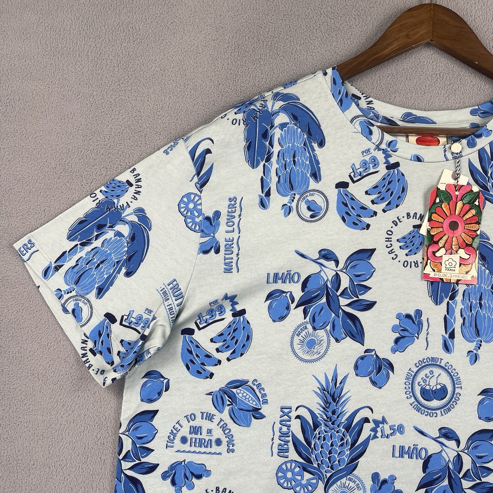 Farm Rio Shirt Mens XL Floral Fruta Anthropologie Short Sleeve Tee Designer NWT gallery