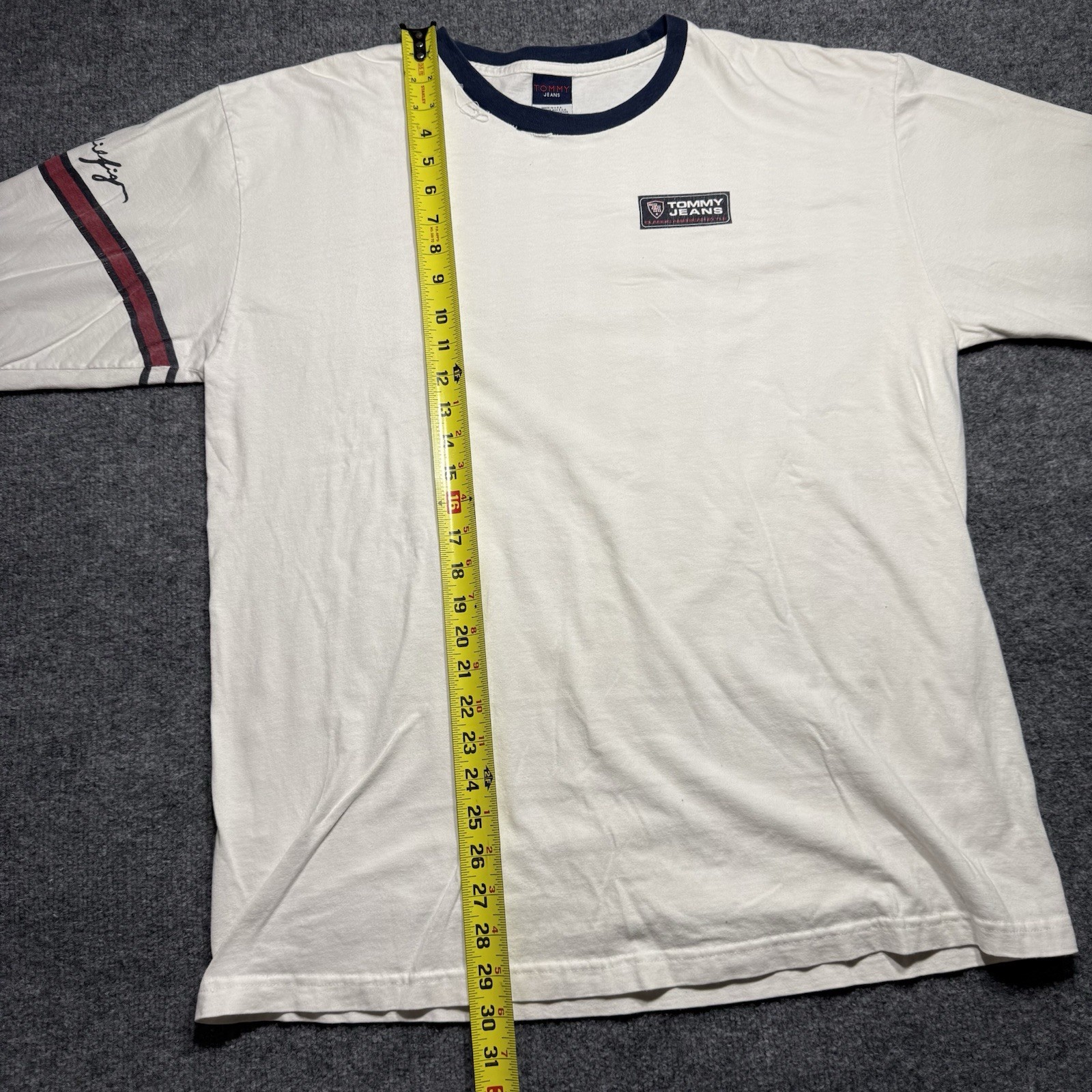 Vintage 1990s Tommy Jeans long-sleeve ringer t-shirt USA Made Size Large gallery