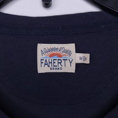 Faherty Henley Shirt Mens Medium Navy Short Sleeve