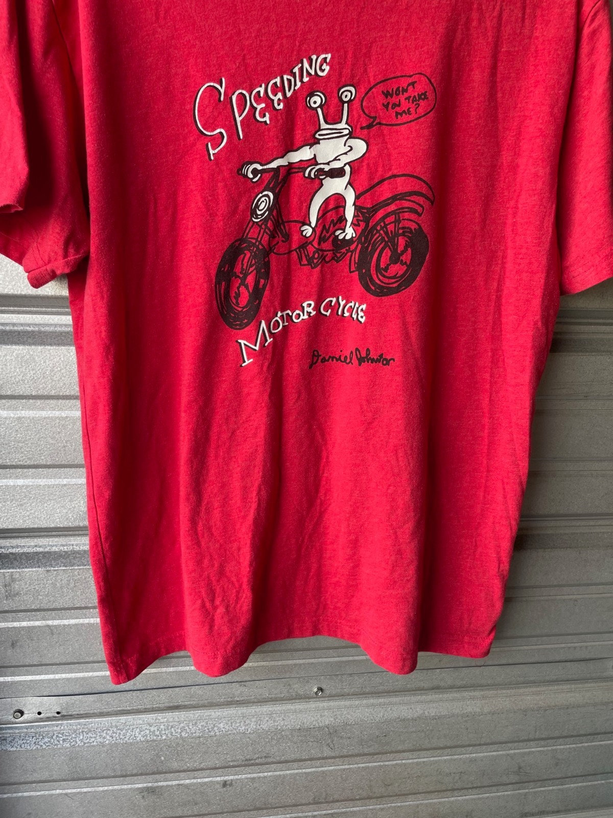 Daniel Johnston And Yo La Tengo Speeding Motorcycle! Red T-Shirt Men's L gallery