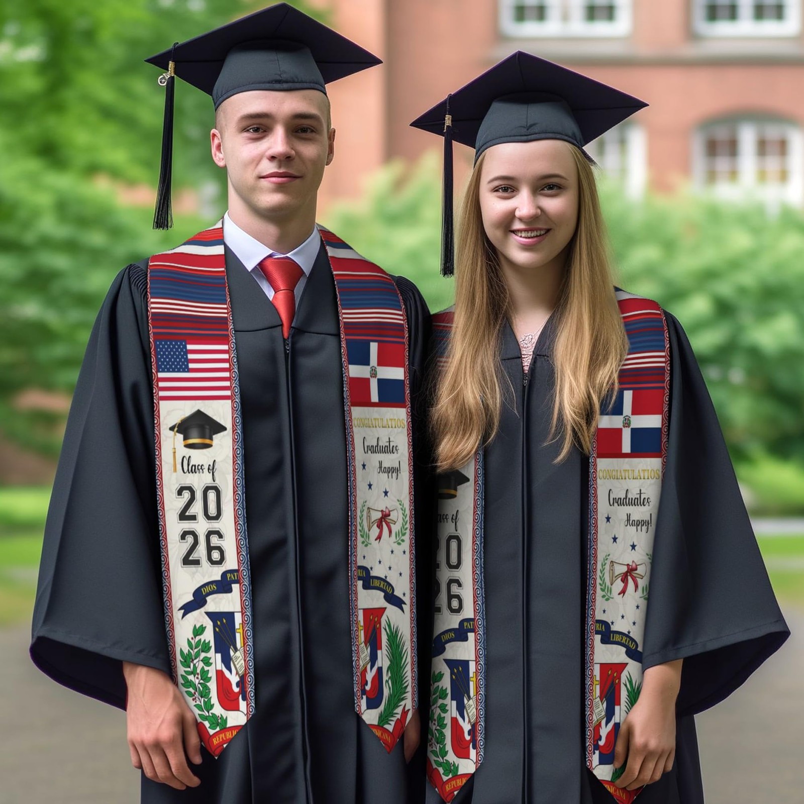 Dominican Republic Graduation Sash, Dominican Republic American Flag Graduati... gallery