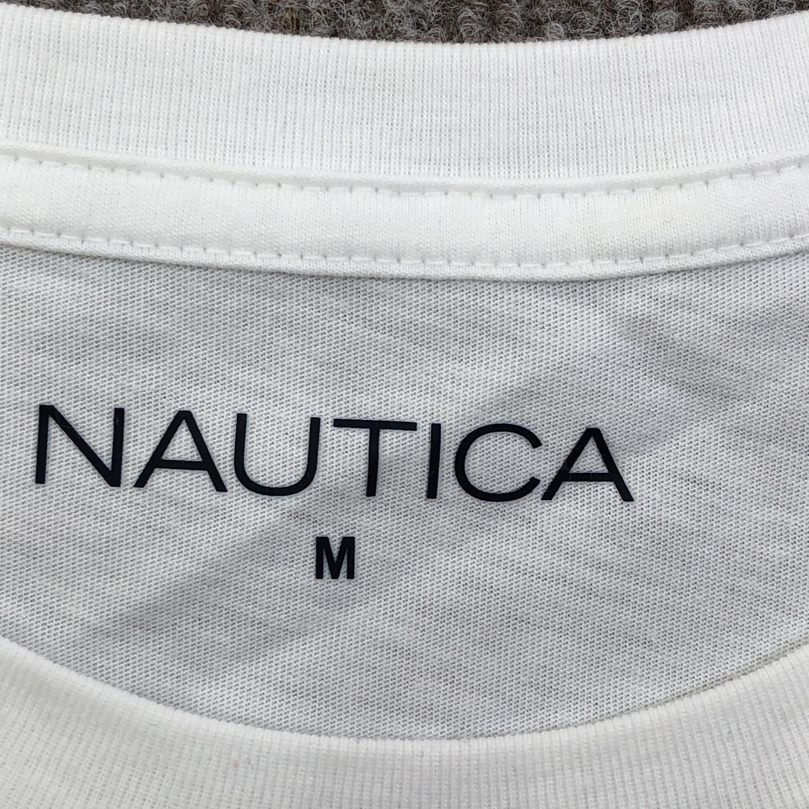 Nautica Shirt Mens Medium White Logo Stripe Graphic Tee Tagless Nautical gallery