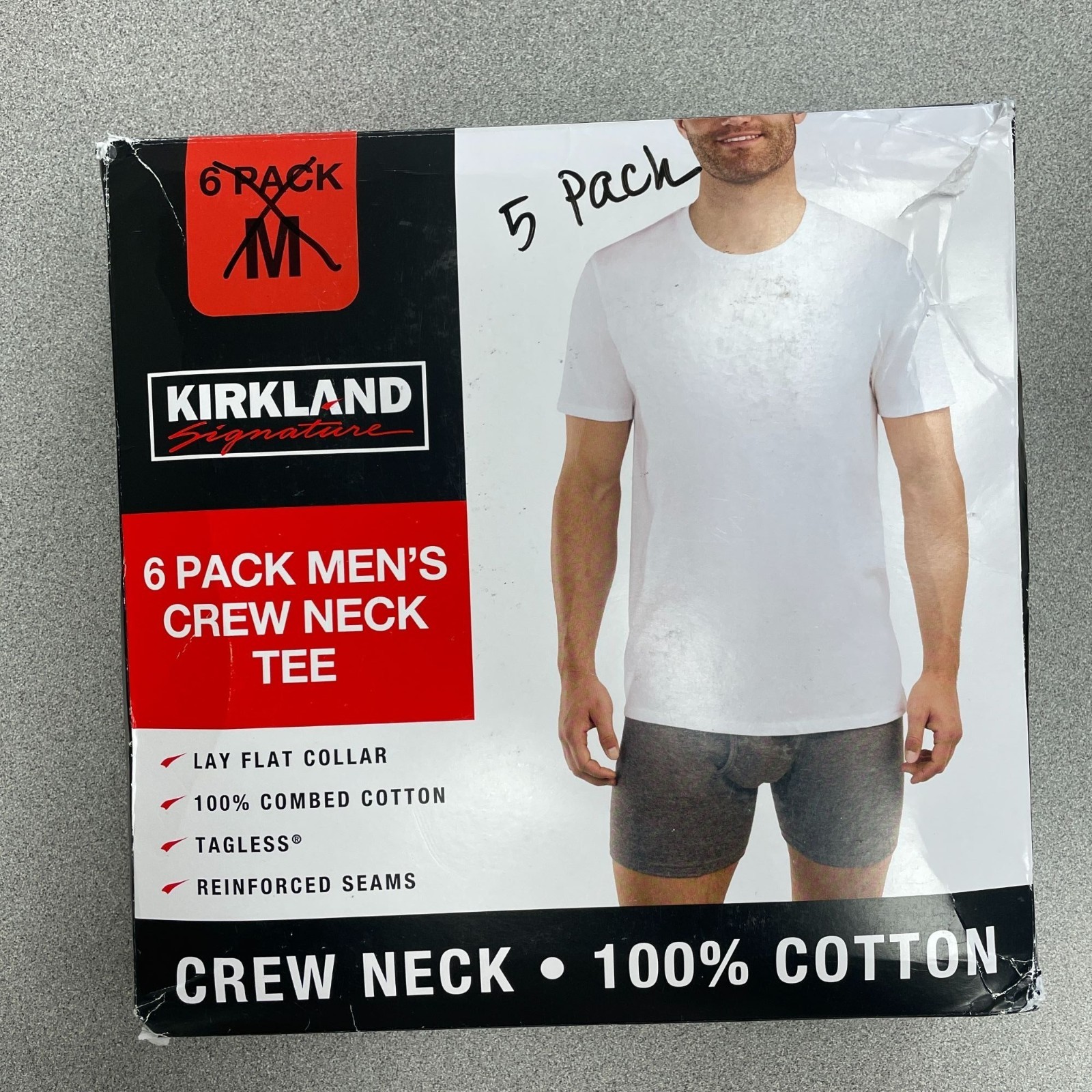 Kirkland Signature Men's M Crew Neck Tee Open Box 5-Pack 100% Cotton N1411 gallery