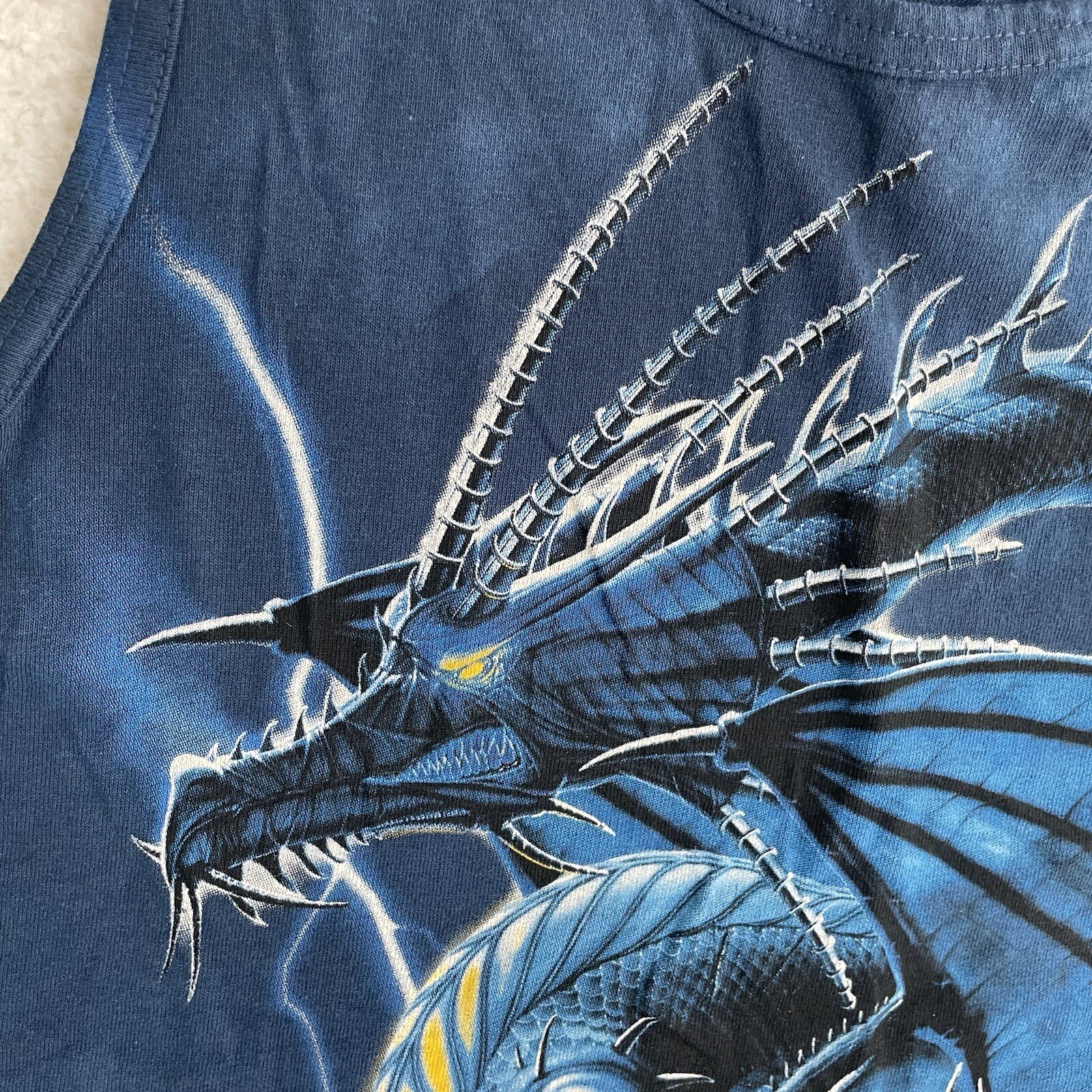 VTG The Mountain Dragon Shirt Mens Medium Tank Top Blue Skulls Fantasy NEW gallery