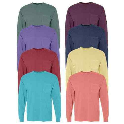 Comfort Colors 4410 “3 Pack” of Garment Dyed Long Sleeve Crew Neck Pocket TEES!