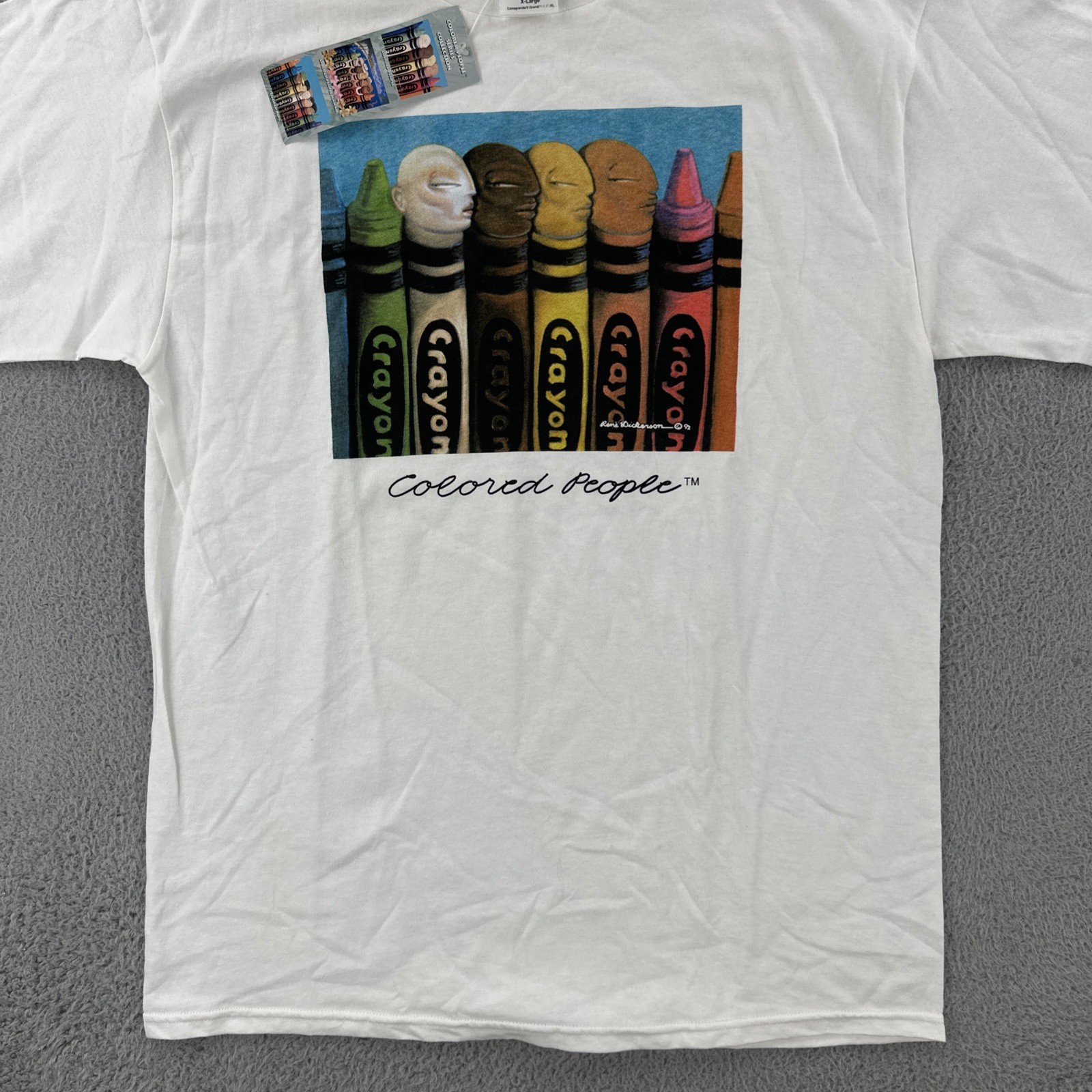 Vtg Tultex Mens XL White Shirt Rene Dickerson Colored People Art Tee 93 NWT 90s gallery