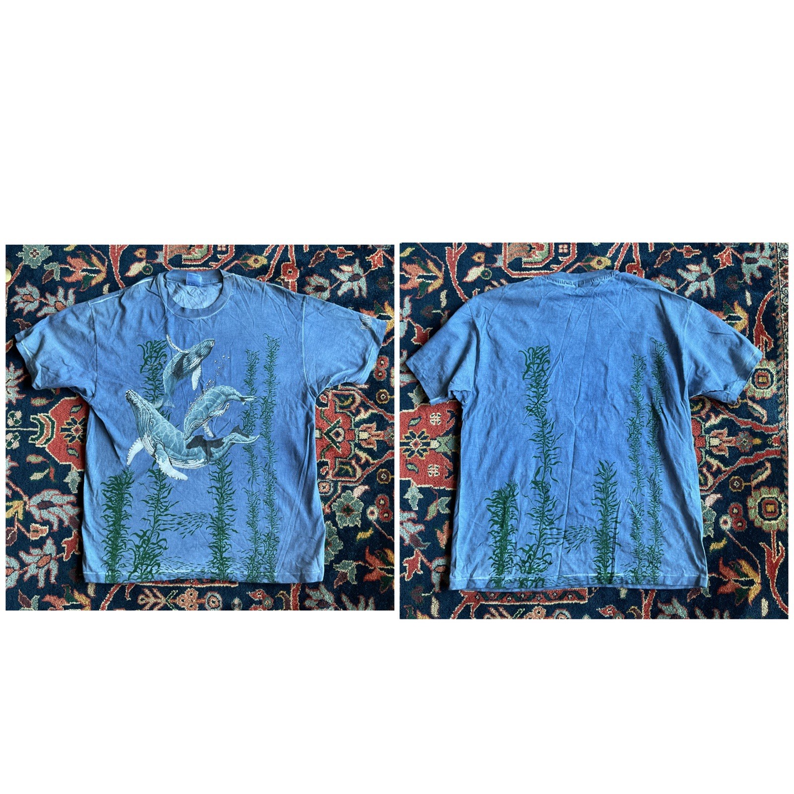 Vintage 1990s Whale Animal Nature Die T Shirt Double Sided Art Hippy Hawaii gallery