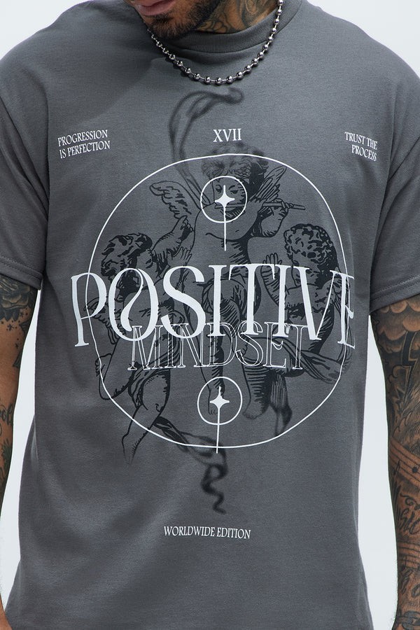 Fashion Nova Mens Positive Mindset Progression Charcoal Shirt New S-3XL gallery