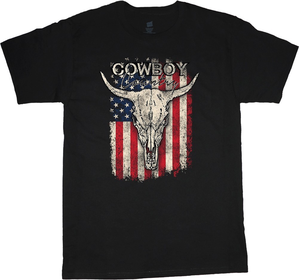 Men's Graphic Tees American Flag Cowboy Skull T-shirt Clothing Apparel gallery