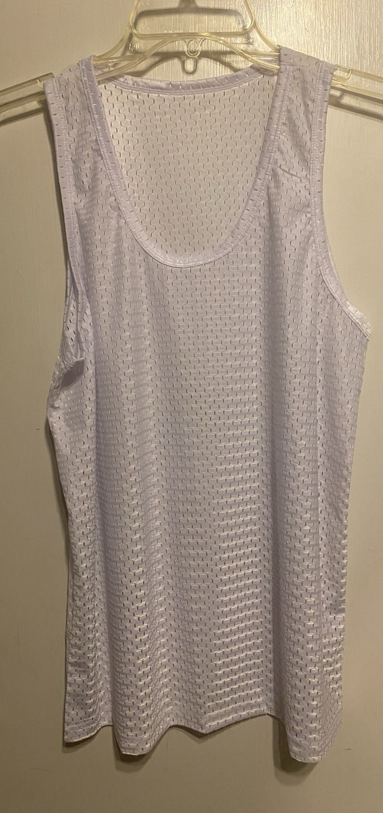 Men's Mesh Tank Top Quick-Drying Fitness NWOT size Large US White Poly stretch gallery