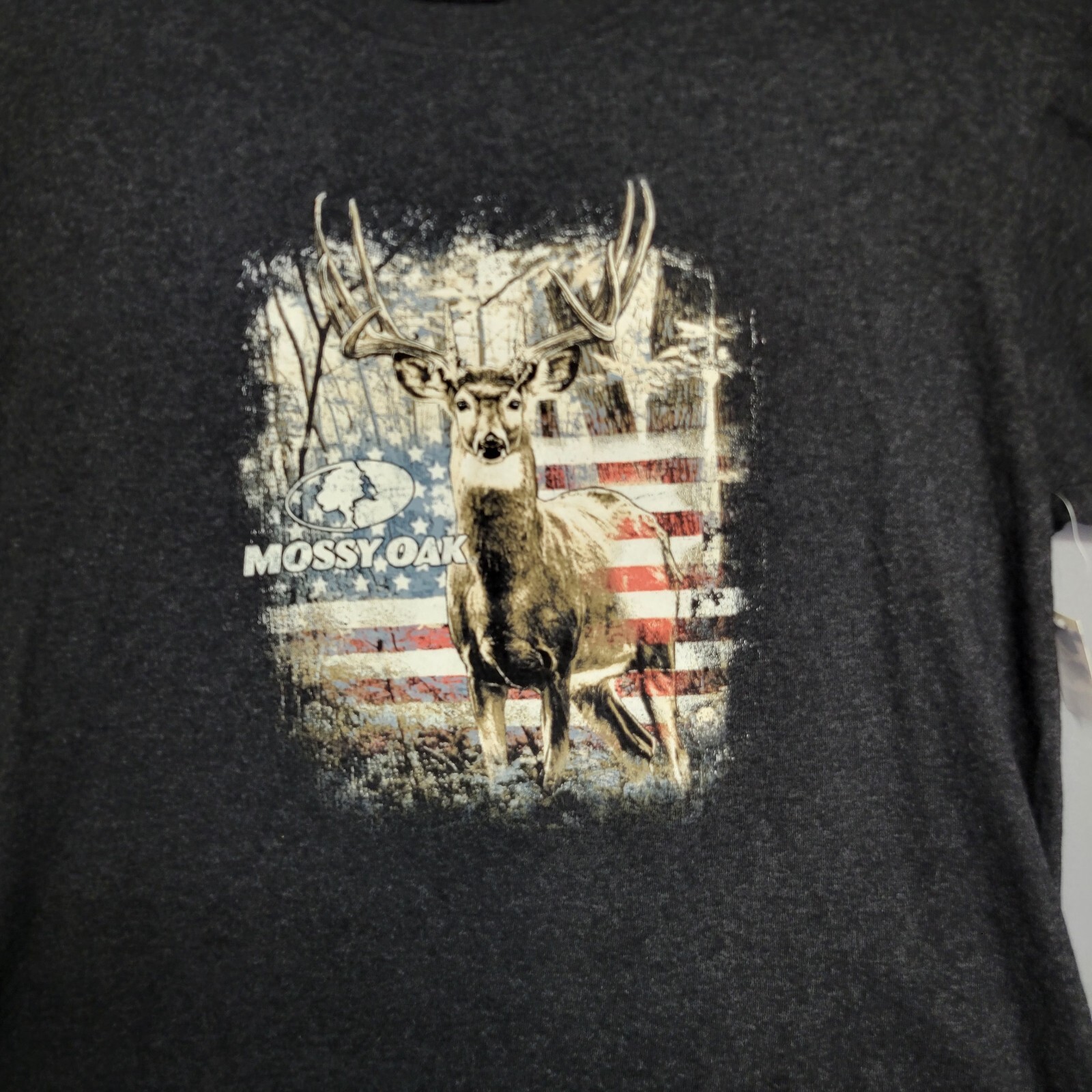Mossy Oak by Staghorn Creek Mens L Gray Buck Deer Graphic Hunting Sports NWOT gallery