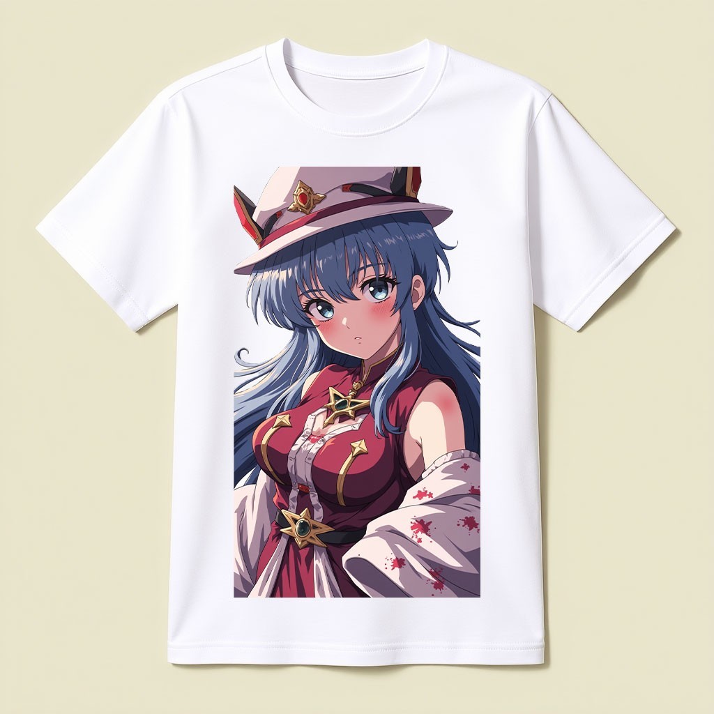 Anime Girl Beautiful White T Shirts 100% Cotton Size M,L,XL