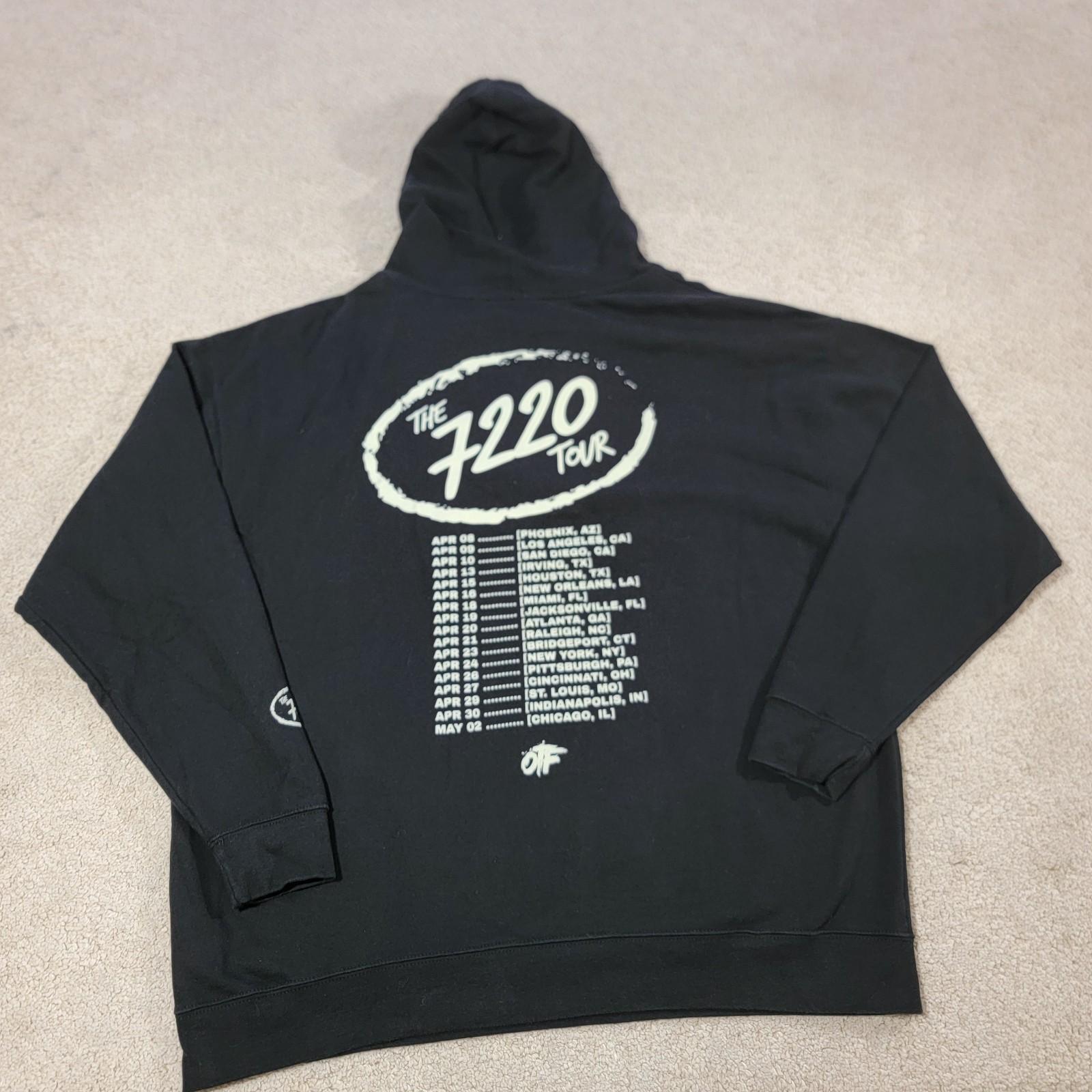 OTF Lil Durk 7220 Tour Black Hoodie Rap Tour Size XXL gallery