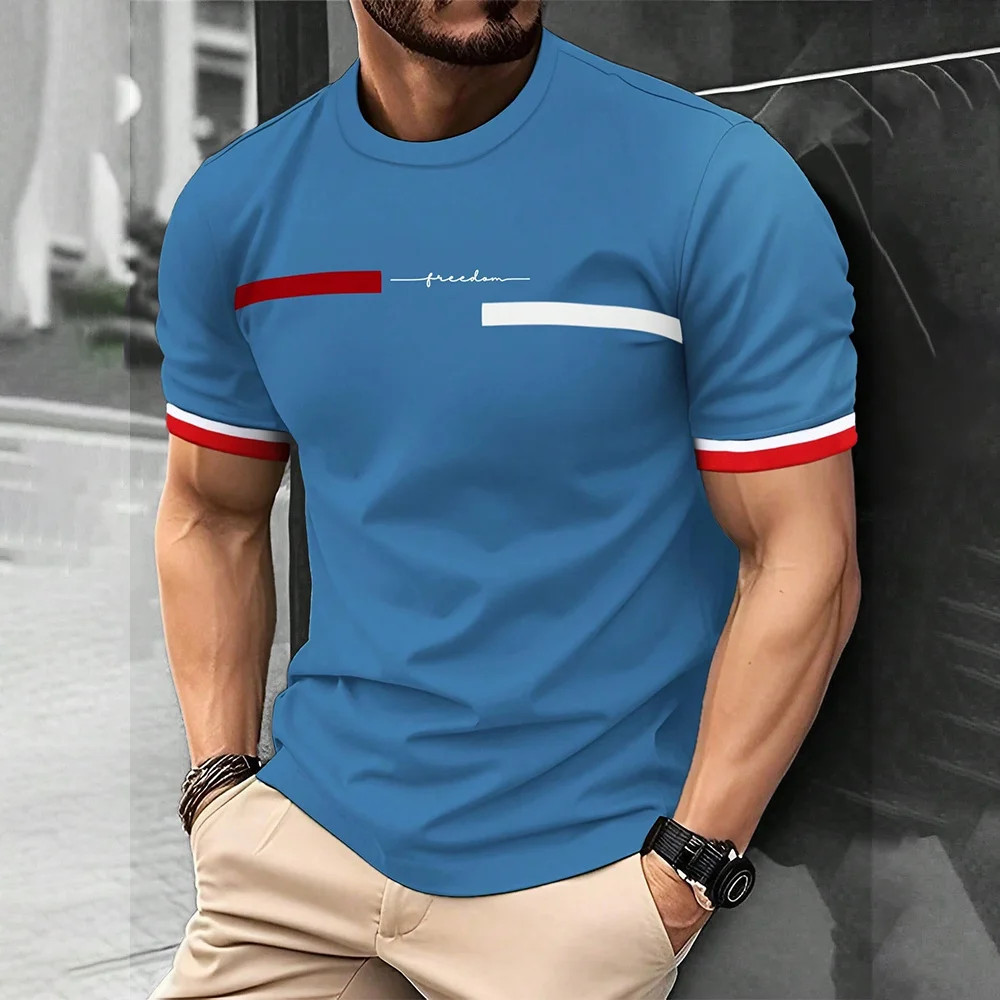 Men’s Elegant Letter Print T-Shirt Casual Fashion Short Sleeve Tee gallery