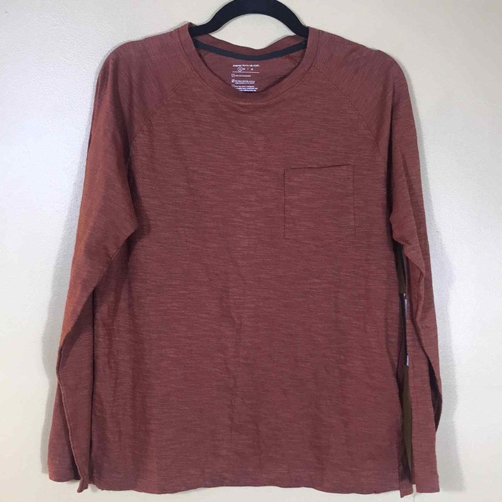 Paper Denim & Cloth Shirt Mens Small Amber Orange The Core Long Sleeve Tee gallery