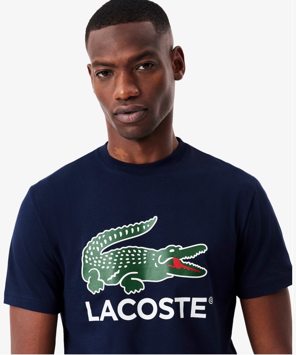 Mens Lacoste Crocodile Logo Graphic T-Shirt Lrg Navy Blue gallery