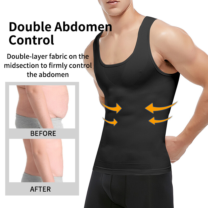 Mens Belly Compression Vest T Shirt Slimming Body Shaper Shapewear Tank Top DLGM gallery