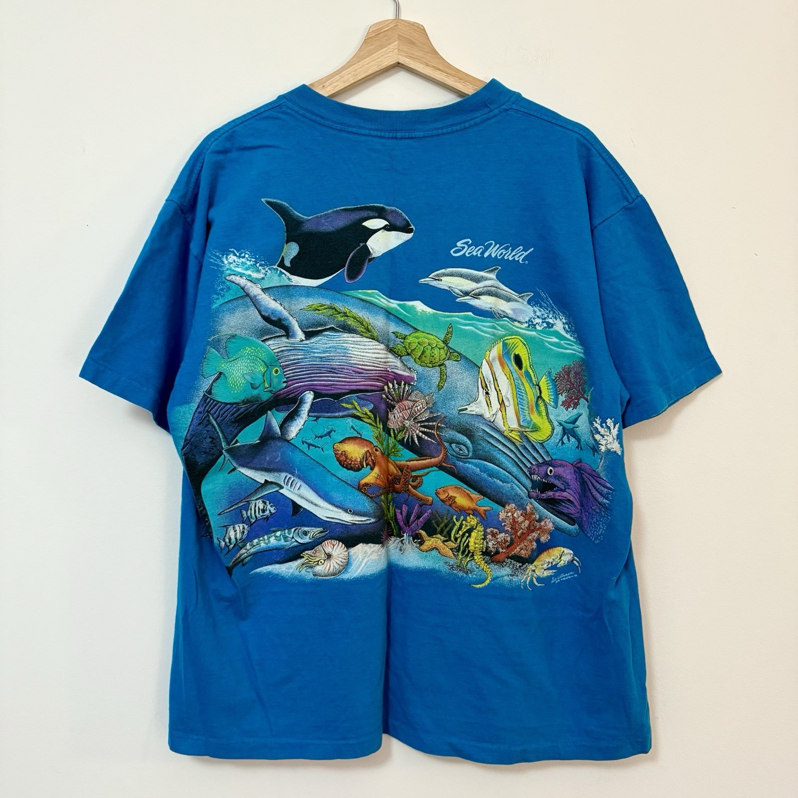 VTG Sea World Aquatic Underwater Scene 90s Y2K Single Stitch Graphic Tee gallery