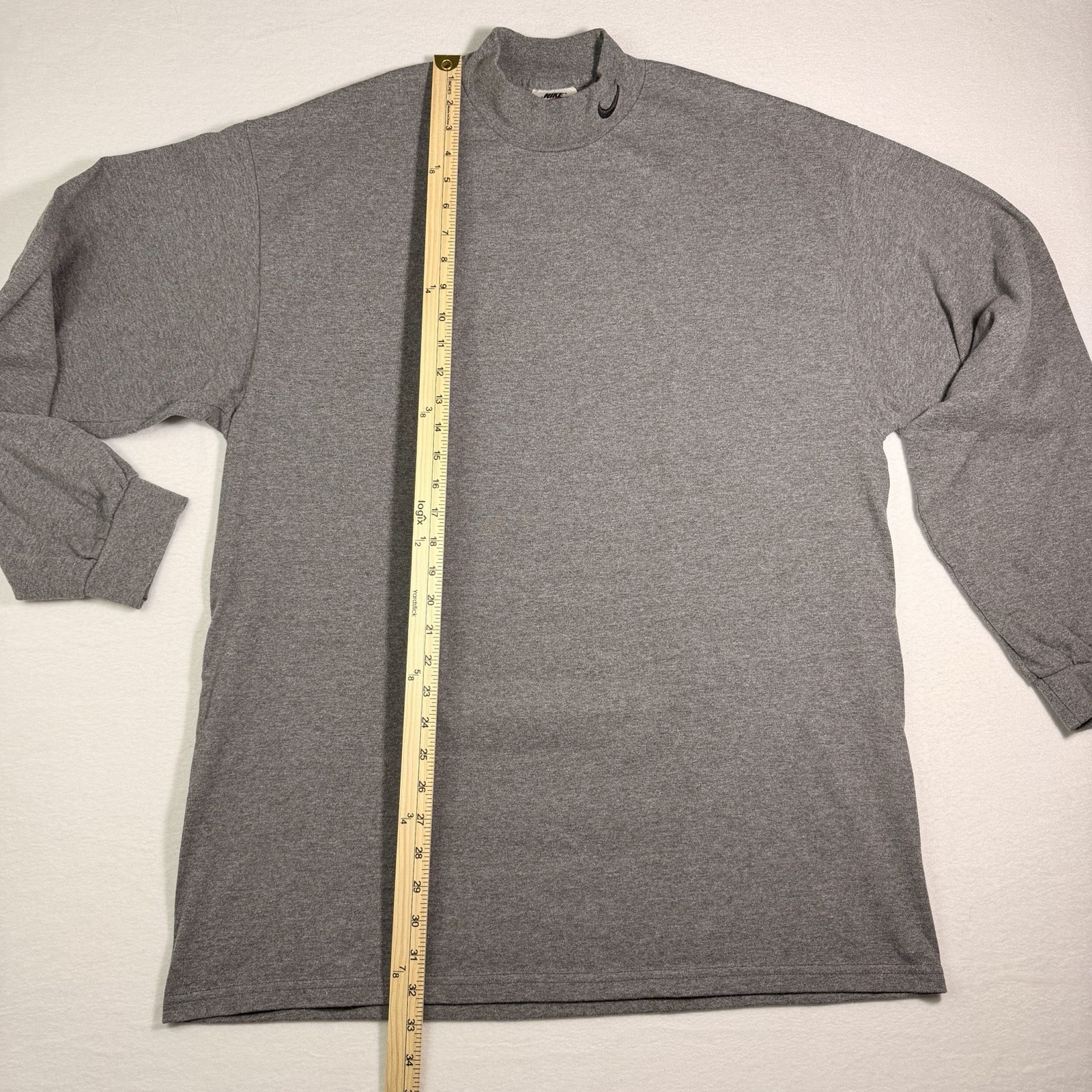 Vintage Nike Mock Neck Long Sleeve Shirt Gray USA Made Swoosh XL Y2K gallery