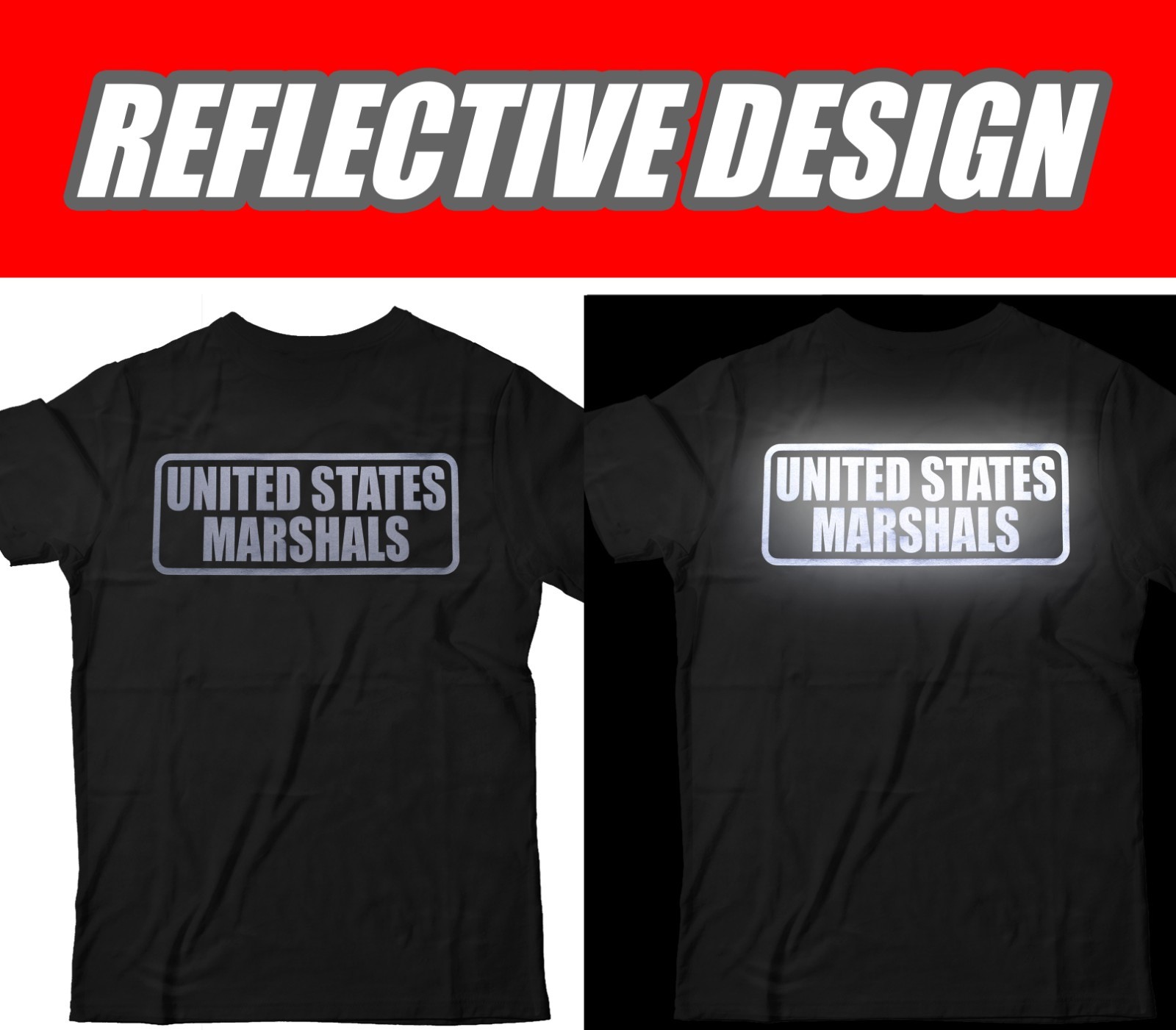 US Marshals t-shirt with REFLECTIVE logo design, 100% cotton. gallery