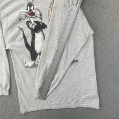 Vtg Garment Graphics Activewear Large Made In USA Loony Tunes Hooded Shirt 90s
