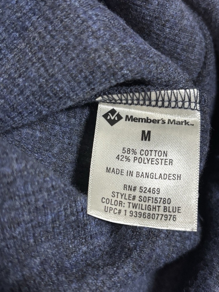 Members Mark Mens Pullover Medium Size Blue Long Sleeves Top NWT