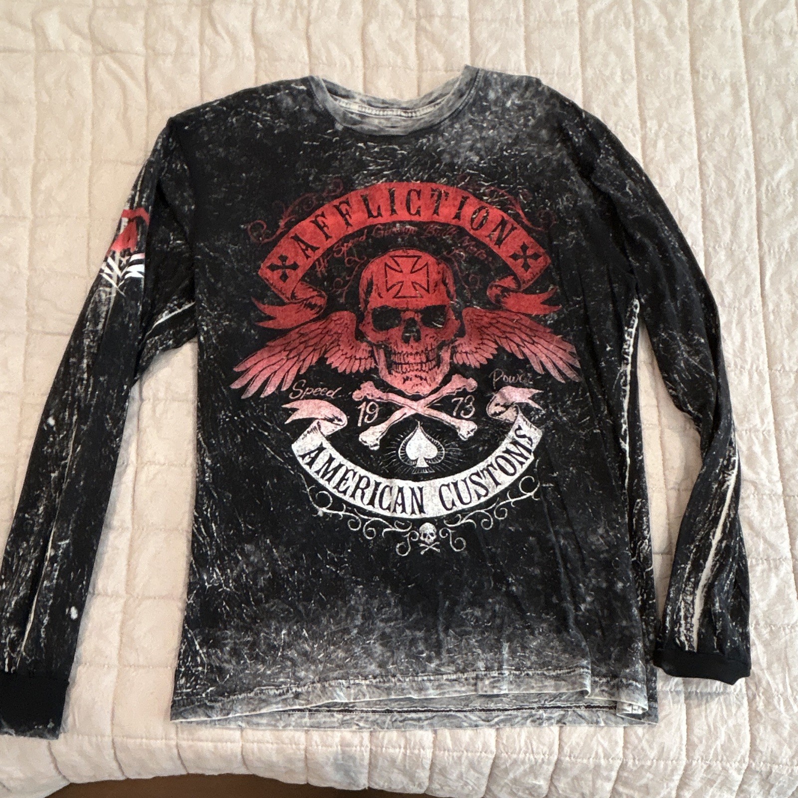 Reversible Affliction American Customs Gray Long Sleeve Tee Men's XL gallery