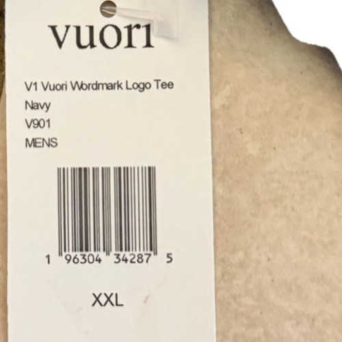 VUORI V1 WORDMARK LOGO MEN’S TEE NAVY COLOR SIZE XXL NWT gallery