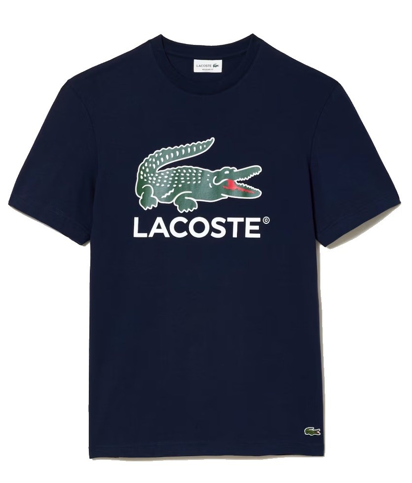 Mens Lacoste Crocodile Logo Graphic T-Shirt Lrg Navy Blue gallery