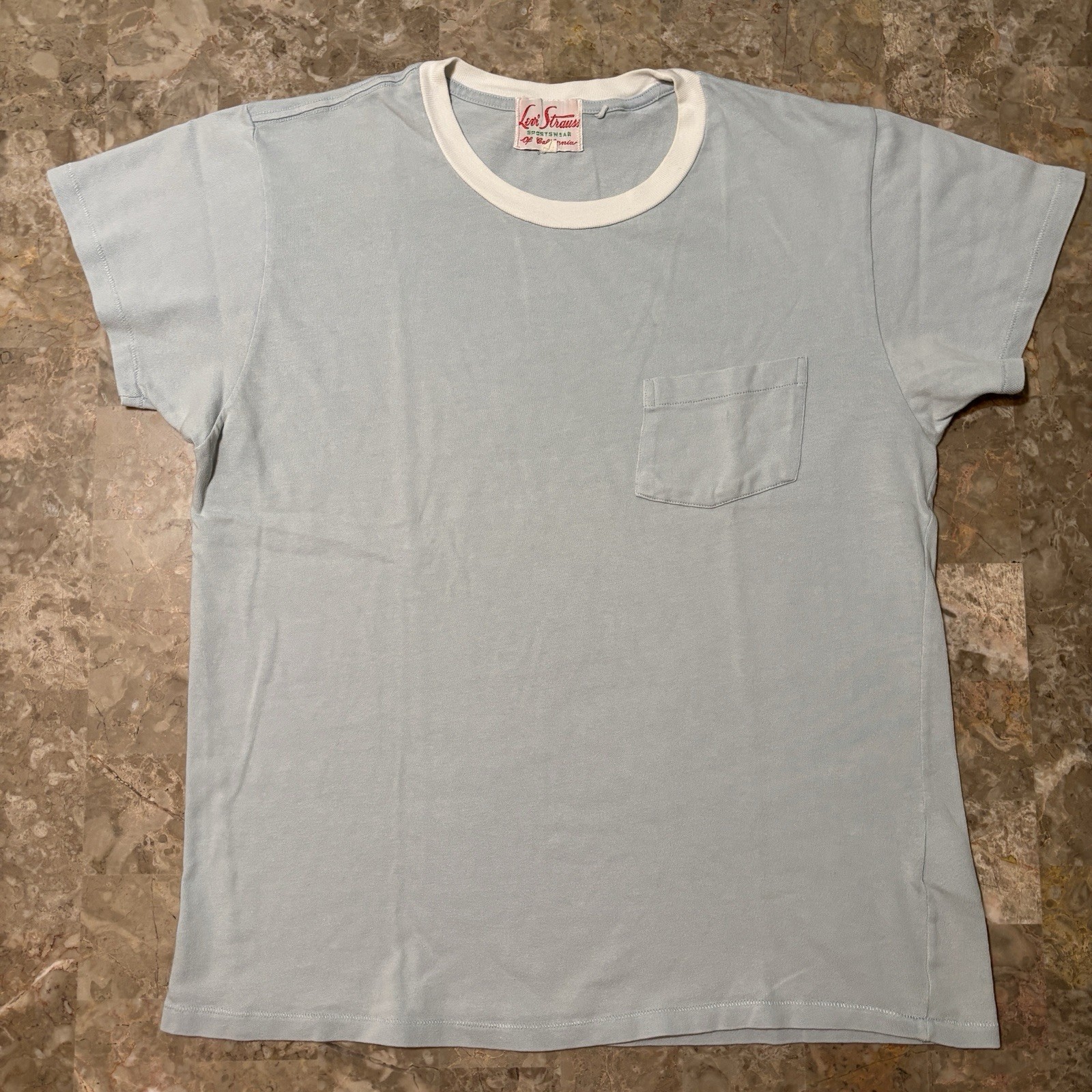 Levi’s Vintage Clothing Shirt Mens Medium Blue Ringer LVC 50’s Sportswear Baby T gallery