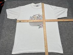Vintage Beaded Flower Basket Single Stitch Cream Color Shirt XL Sunbelt