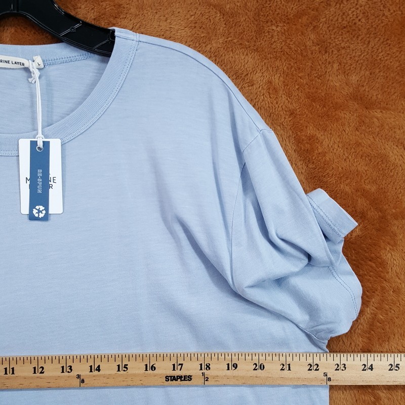 MARINE LAYER Shirt Mens Large Blue Pullover Crew Signature Sea Change Re-Spun gallery