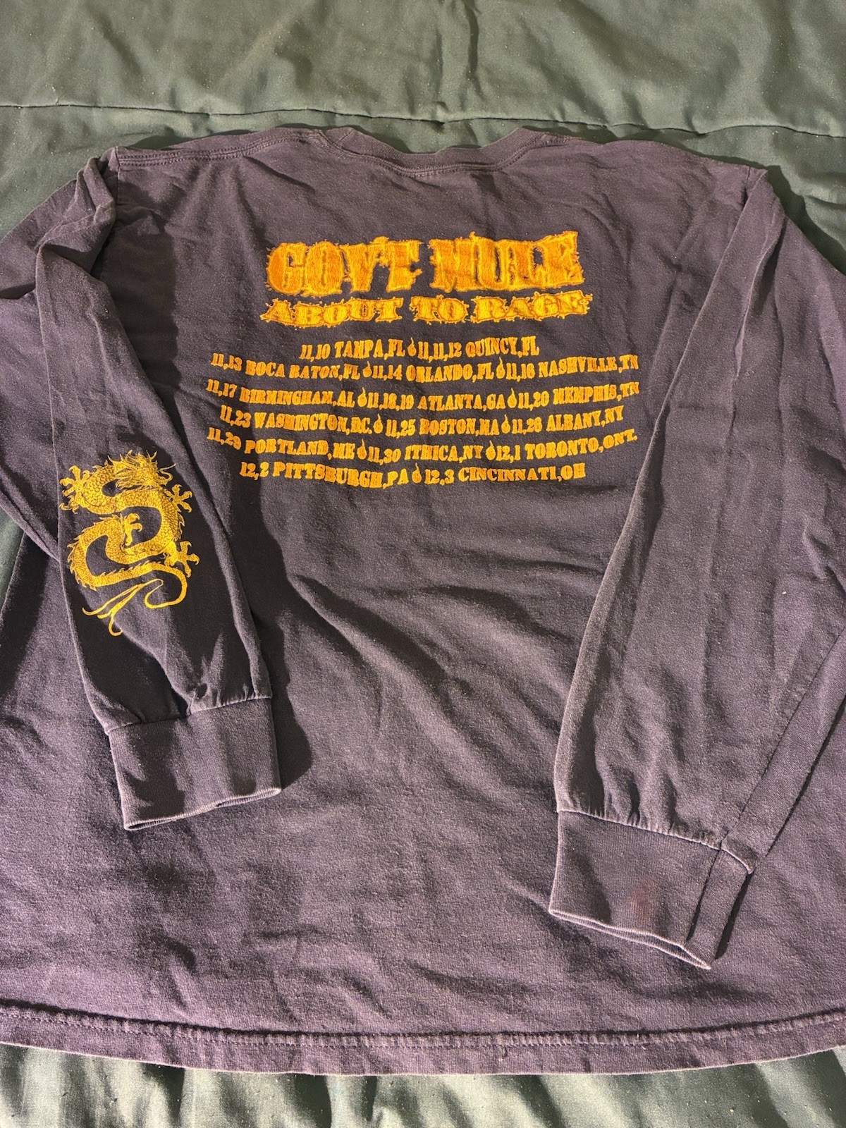 GOVT MULE - About to Rage T Shirt Long Sleeve Size Large 2 Sided Black gallery