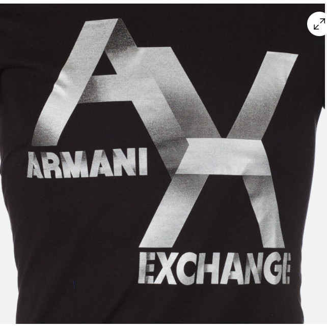 ARMANI EXCHANGE Black Silver AX LOGO Short Sleeve Slim Fit Designer T-shirt NWT gallery