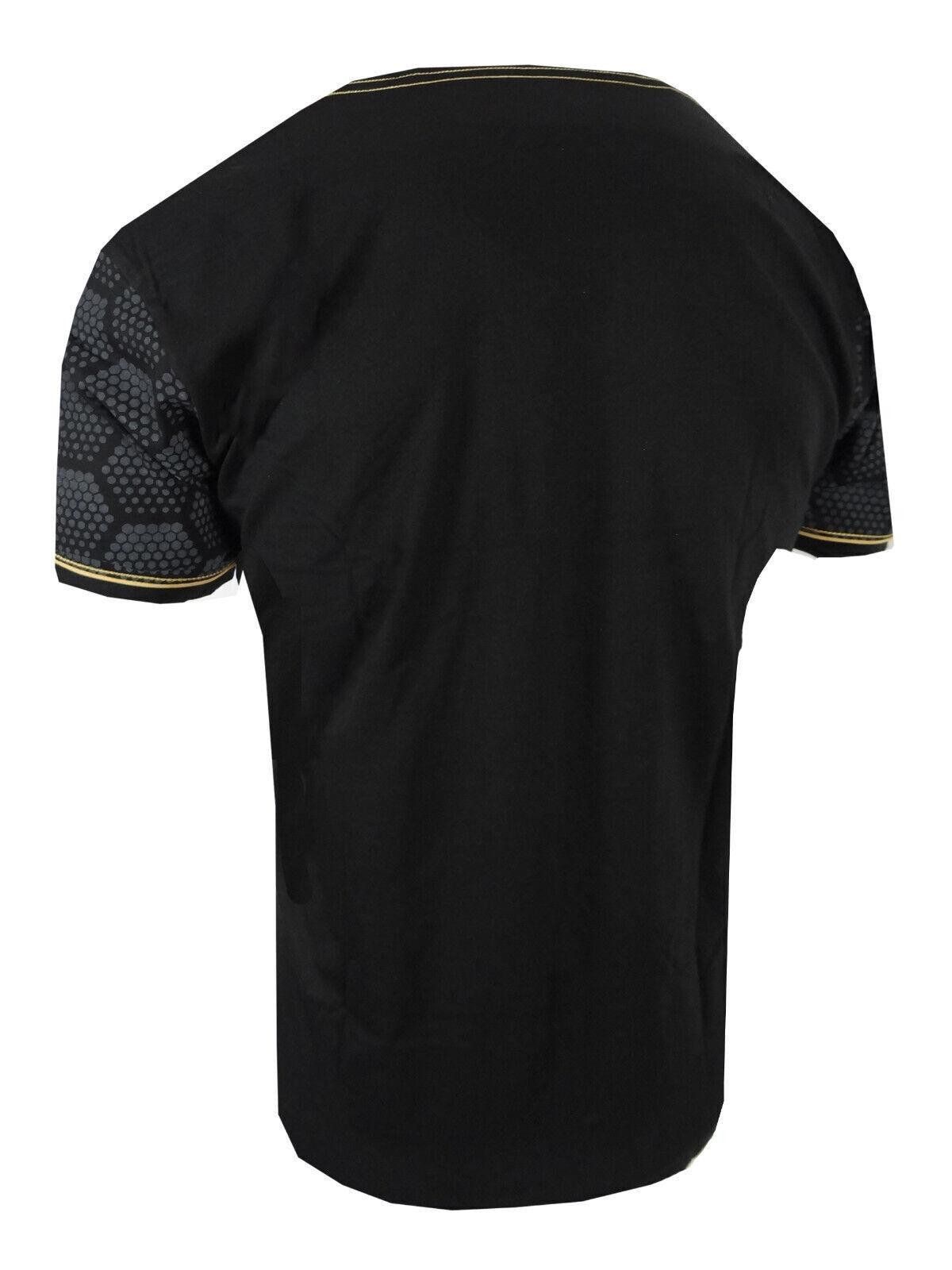 Mens T-Shirt Italian Print Shiny Gold Lion Chest Bucheli Logo Slim Fit Crew Neck gallery